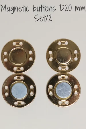 Set de 2 boutons aimantés à coudre 20 mm - Doré Economico
