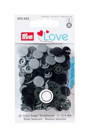 Must-Have 30 boutons à pression Prym en plastique Color Snaps 12.4 mm Noir -Gris -Gris clair