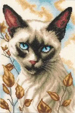 kit ricamo a punto croce - Cuscino da ricamare gatto siamese - Vervaco Must-Have