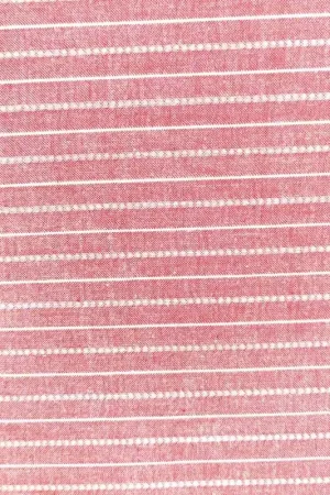 Moda Fabrics, Tessuto Fondo Rosso Chiaro con Sottile righe Bianche Prezzo Di Fabbrica