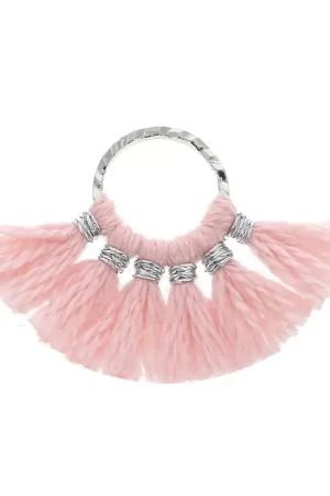 Soddisfatti O Rimborsati Mini pendentif éventail pompons imitation coton 15x20 mm Rose - Argenté x1