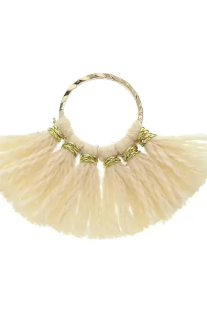 Mini pendentif éventail pompons imitation coton 15x20 mm Bisque - Doré x1 Novità