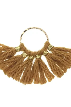 Mini pendentif éventail pompons imitation coton 15x20 mm Caramel - Doré x1 Spedizione Espresso