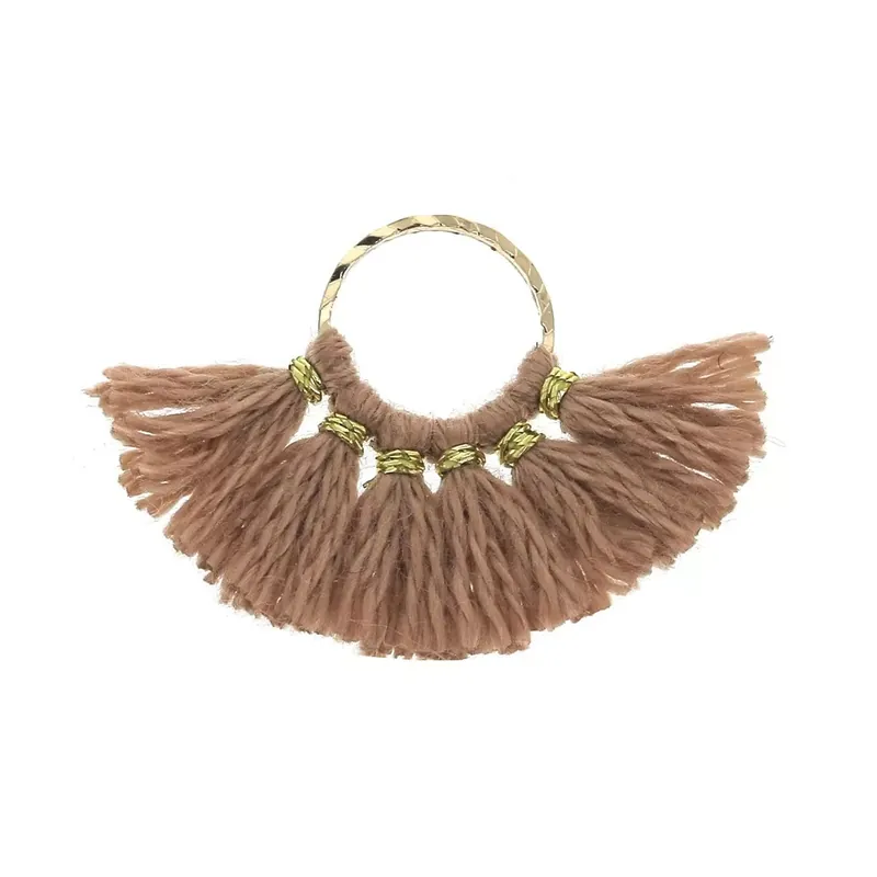 Mini pendentif éventail pompons imitation coton 15x20 mm Sienne - Doré x1 Affare