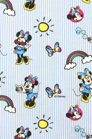Tessuto in cotone - Minnie Mouse - Righe Azzurre Compra Online