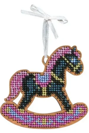 Subito Disponibile Kit di ornamenti da ricamare - Cavallo a dondolo - Nero - MP Studia