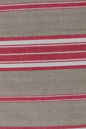 Professionale Moda Fabrics, Tessuto Fondo Nocciola Scuro con righe Rosse e Bianche