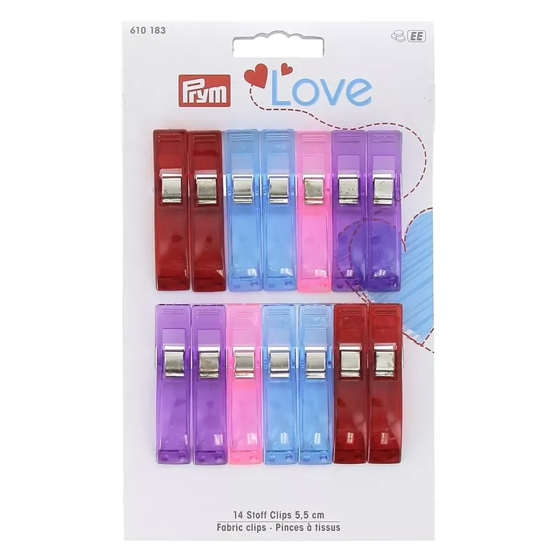 Spedizione Gratuita 14 pinces à tissus 5.5 cm - Prym Love - Multicolore