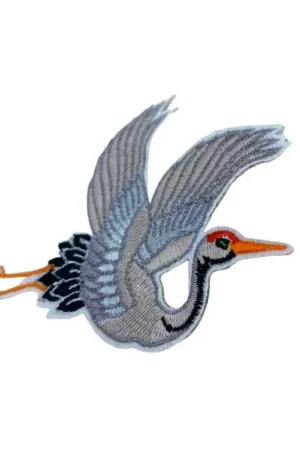 Scelto Dai Clienti Applicazione Termoadesiva Adesiva Patch Ricamo Airone Uccello Volatile 10x9 Cm AutoTermoAdesivo, SX, GRU