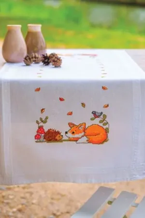 Kit runner da ricamare - Animali autunnali - Vervaco Offerta Limitata