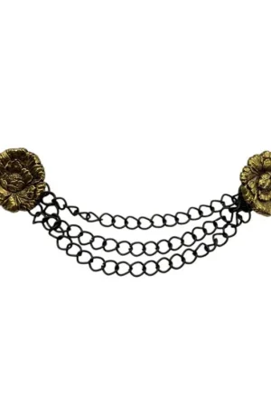 Prezzo Scontato Bottone 2 cm Alamaro con Tre Catenelle Metallo Oro Scuro Lineato 32 Per Mozzetta e Abiti Religiosi