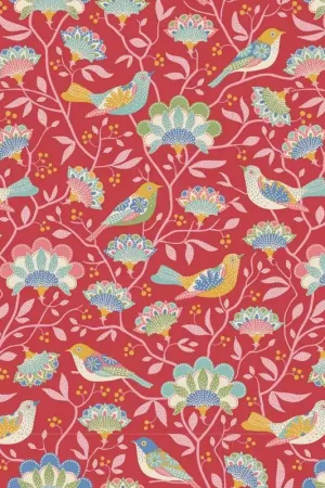Più Venduto Tilda Jubilee Bird Tree Red, tessuto blu con alberi e uccellini