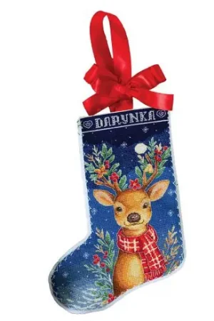 Esclusivo Kit calza di Natale da ricamare - Assistente di Babbo Natale - Abris Art