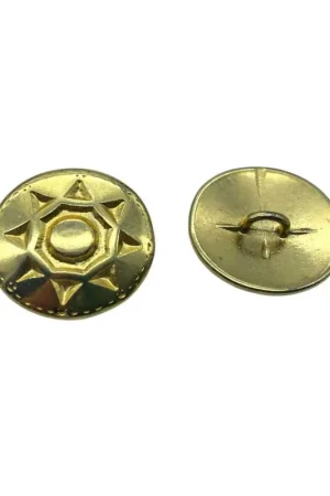 Subito Disponibile Bottone Metallo Oro Lineato 40 Stella Sole 8 Punte 2,5 cm