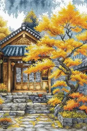 Prezzo Ridotto kit ricamo a punto croce - Alberi dorati - Ava