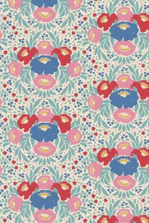 Tilda Jubilee Autumn Bouquet Teal, tessuto turchese con bouquet autunnale Di Tendenza