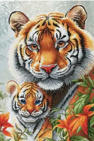 Scelto Dai Clienti kit ricamo a punto croce - Mamma tigre e il suo piccolo - Nova Sloboda