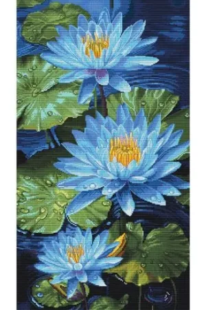 kit ricamo a punto croce - Lotus blu - Nova Sloboda Promozione Esclusiva