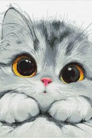 kit ricamo a punto croce - Gattino timido - Nova Sloboda Quantità Limitata