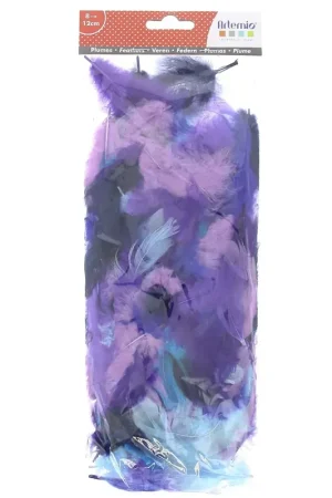Spedito Oggi Plumes colorées 8 à 12cm pour bijoux et déco DIY - Bleu/Violet x10gr
