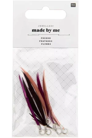 Assortiment de 6 plumes Made by me 5 cm pour la création de bijoux - Violet Offerta Limitata