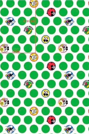 Spedito Oggi Tessuto in cotone - Mickey Mouse - Puntini Verdi