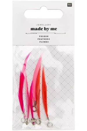 Assortiment de 6 plumes Made by me 5 cm pour la création de bijoux - Fuchsia Super Prezzo