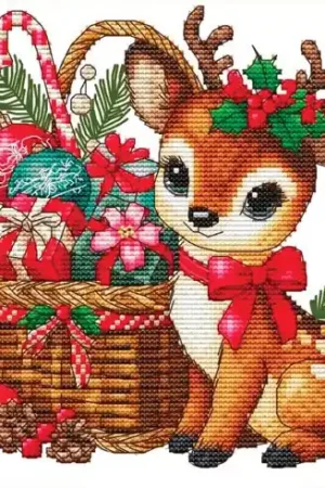 Occasione Foglio di punto croce - Renne festiva - Les petites croix de Lucie
