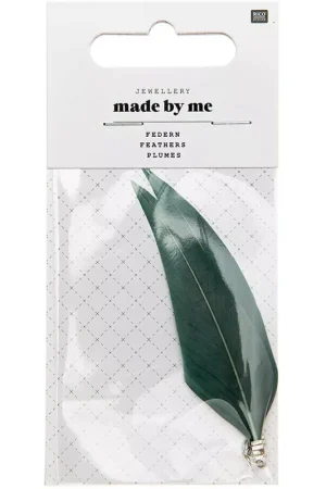 Assortiment de 2 plumes Made by me 7 cm pour la création de bijoux - Vert menthe Must-Have