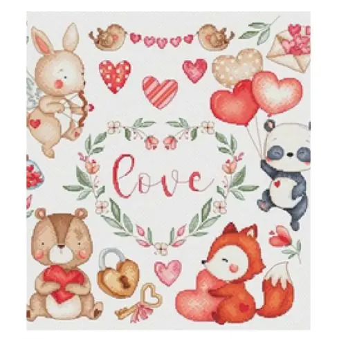 Offerta Foglio di punto croce - Love - Les petites croix de Lucie