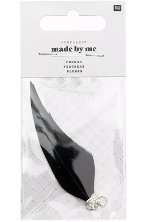 Acquista Ora Assortiment de 2 plumes Made by me 7 cm pour la création de bijoux - Noir