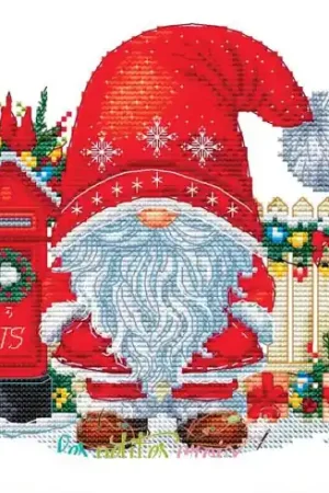 Spedizione Espresso Foglio di punto croce - Gnomo natalizio, cassetta delle lettere - Les petites croix de Lucie