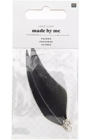 Ultima Occasione Assortiment de 2 plumes Made by me 7 cm pour la création de bijoux - Gris