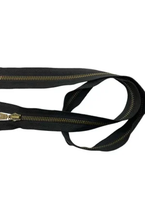 Cerniera Metallo Oro Vecchio Brunito 70 Cm Divisibile Catena N.5 con 1 Cursore Fettuccia Policotone Di Tendenza