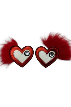 Coppia DX SX Applicazione Patch Termoadesiva Ricamo Cuore Rosso Strass Pelliccia 8x13 Cm Acquista Ora