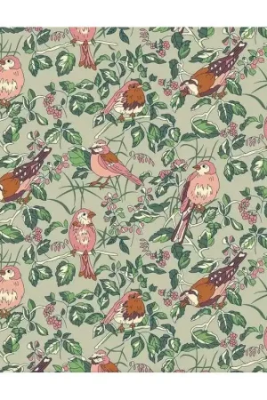 Woodland Walk Collection, Hedgerow Chorus, Tessuto Verde Uccellini tra le Siepi - Liberty Fabrics Soddisfatti O Rimborsati