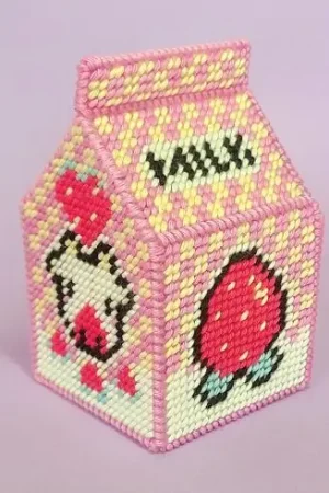 Kit supporto per ricamare - Brick di latte alla fragola - Canevas Fatal Offerta