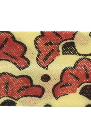 Offerta Biais en polycoton style wax 20 mm - Bamako Fleurs de mariage Rouge / Jaune x 1m