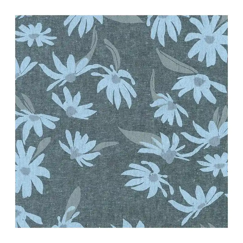 Compra Adesso Around the Bend Shale, Tessuto grigio con margherite azzurre - Robert Kaufman