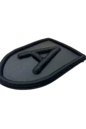 Applicazione Patch Cucibile Scudetto Nero Lettera A 5x7 Cm Must-Have