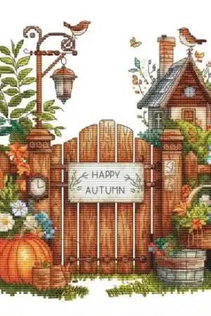 Foglio di punto croce - Felicità autunnale - Les petites croix de Lucie Nuovo Arrivo