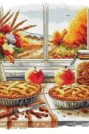 Foglio di punto croce - Torta di mele - Les petites croix de Lucie Nuovo Arrivo