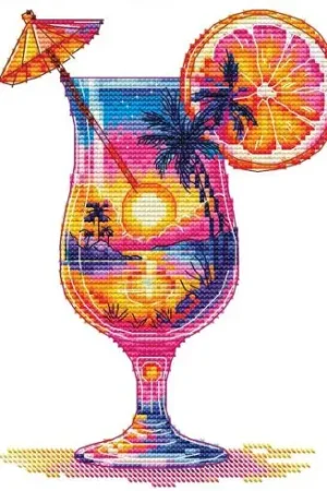 Miglior Prezzo Foglio di punto croce - Cocktail al tramonto - Les petites croix de Lucie