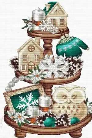 Solo Oggi Foglio di punto croce - Scaffale invernale - Les petites croix de Lucie