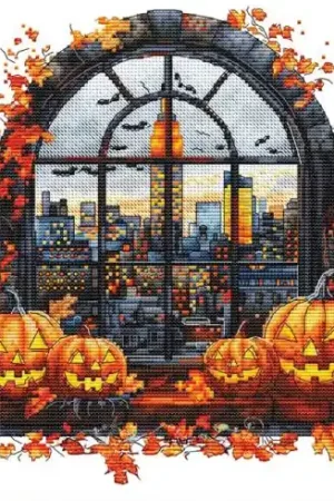 Quantità Limitata Foglio di punto croce - Halloween in città - Les petites croix de Lucie