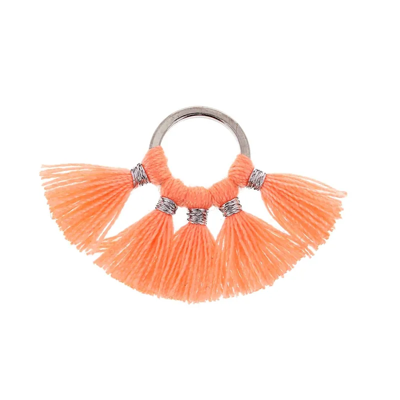 Petit pendentif éventail pompons imitation coton 20x29 mm Peach/argentéx1 Ultima Occasione