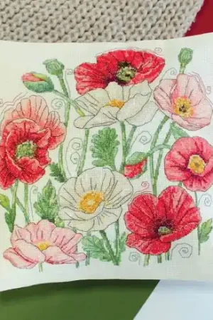 Kit cuscino da ricamo - Quando fioriscono i papaveri - Abris Art Ultime Pezzi