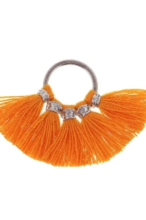 Ordina Subito Petit pendentif éventail avec pompons imitation coton 20x29 mm Orange/argentéx1