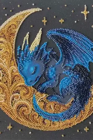 Spedizione Espresso Kit di ricamo con perline - Piccolo drago al chiaro di luna - Abris Art