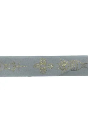 Passamaneria Nastro Gallone Sacro Bianco Ricamo Calice Croce Oro Lurex Alto 3 Cm Offerta Speciale